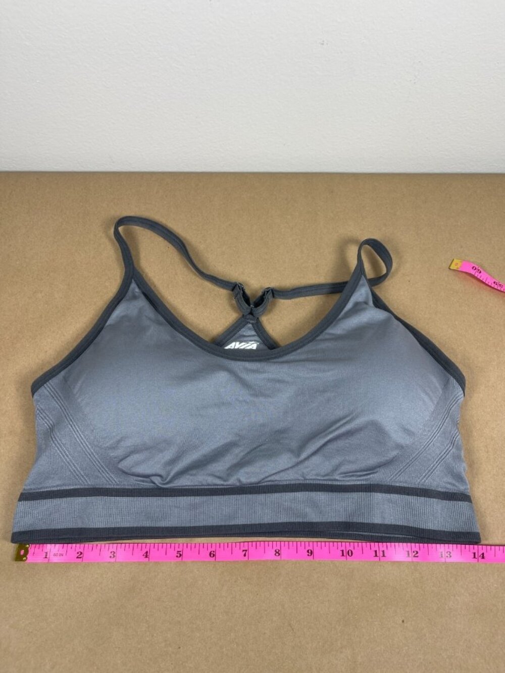 Avia XXL Gray Seamless Sports Bra Racerback Wireless Removable Pads Active